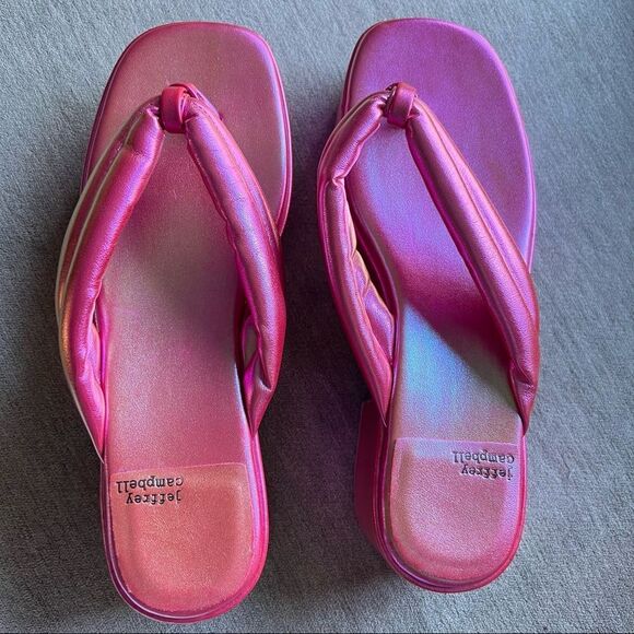NWOT Jeffrey Campbell Platform Pink Metallic Flip Flop Sandals 9 - Picture 4 of 7